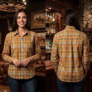Cruel Girl Plaid Western Long Sleeve Shirt Womens Medium 35-37
